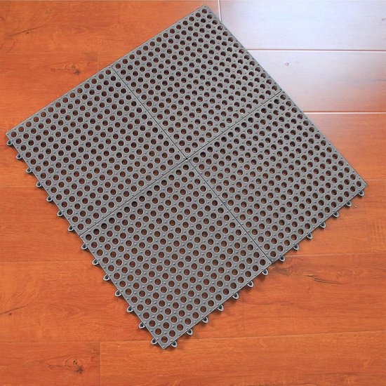 4 stuks - Drainagetegels - Douchemat - Badmat - antislipmat - PVC vloeren - Puzzelmatten - 30*30 cm - antislip - voor oor Buiten & Badkamer - PVC - grijs