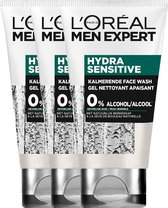 L'Oréal Paris Men Expert Hydra Sensitive Gezichtsreiniger - 3 x 100 ml - Voordeelverpakking