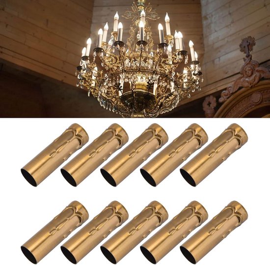 Lot 10 Douilles E14 Tube Métallique Pour Lustre Bougie - 25x80mm, Finition Or Bronze, Accessoires Éclairage