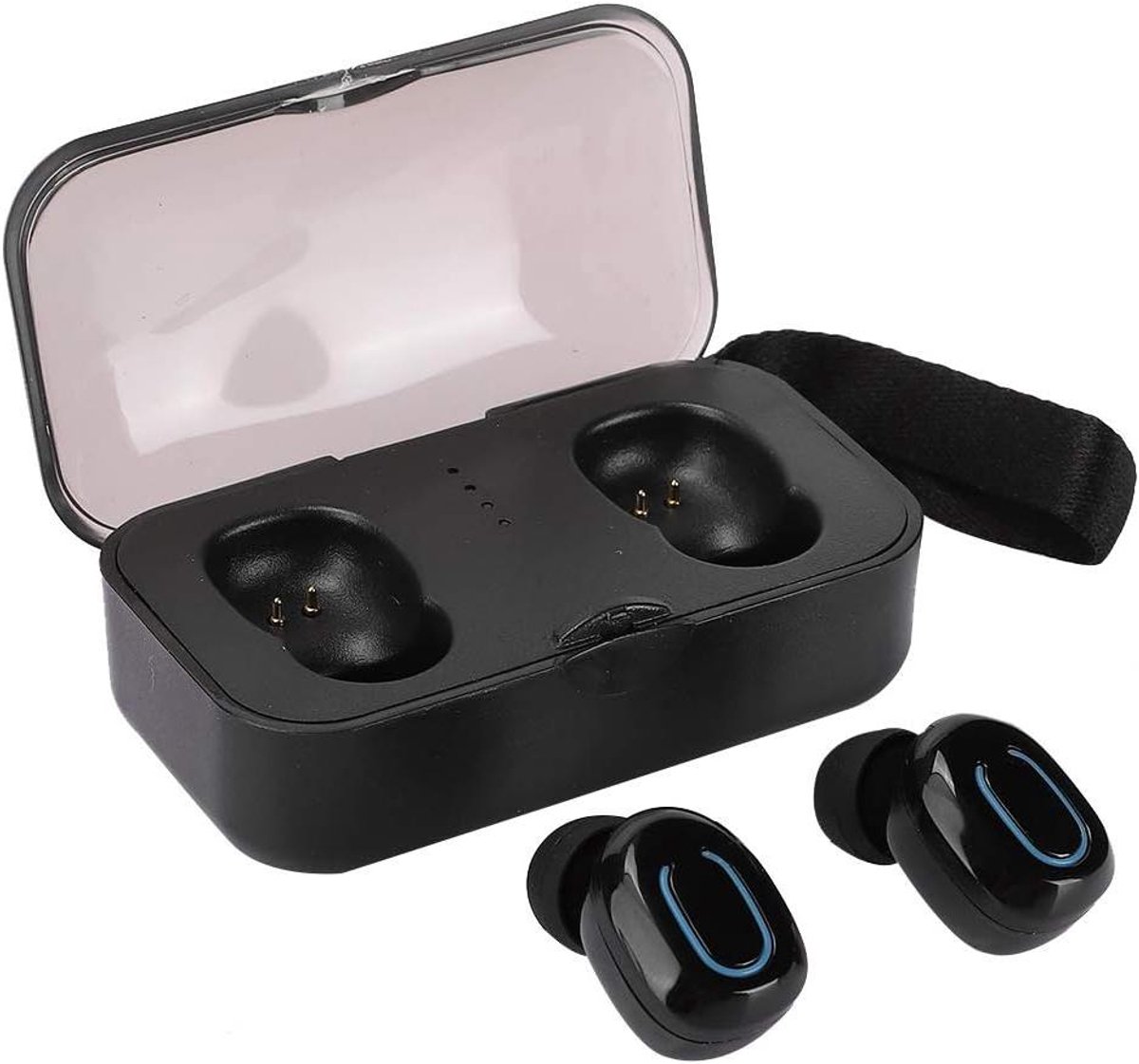 Draadloze Bluetooth-oortelefoon TI8S - Draagbare mini-stereosport-headsets met oplaaddoos (Zwart)
