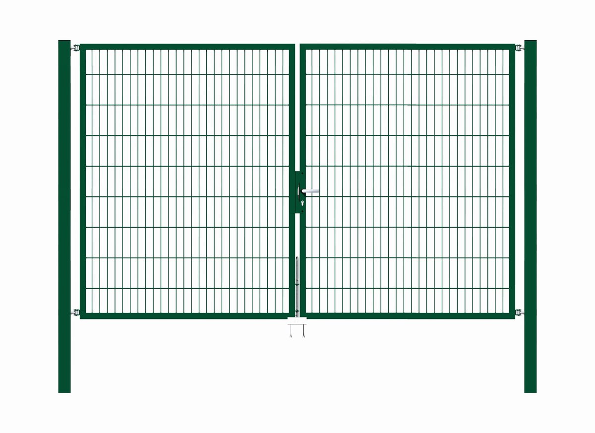 Alberts 649081 Dubbele poort Flexo met toebehoren, groen, breedte 300 cm, hoogte 180 cm