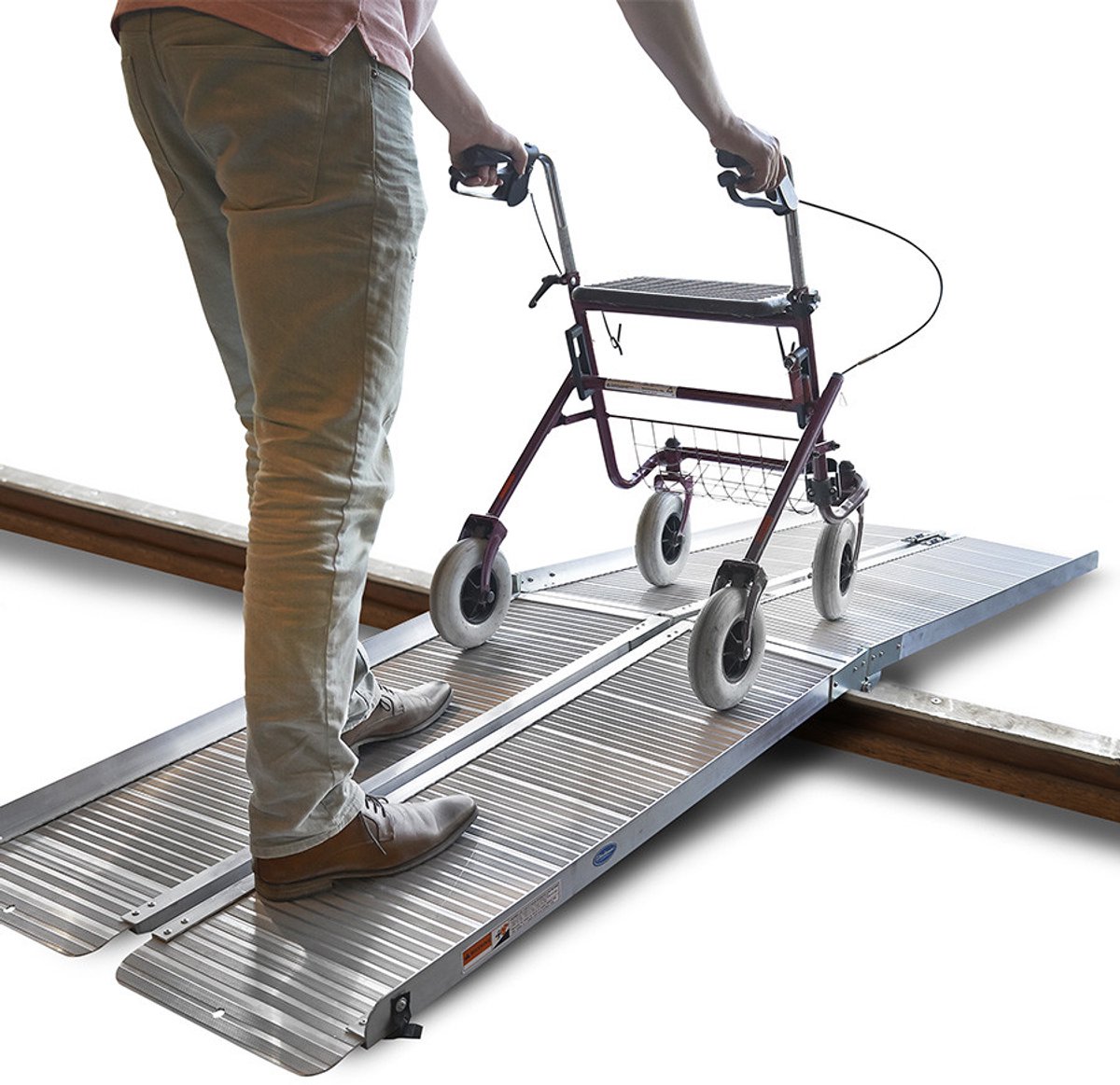 Goedkoopste Datona® - Lange, aluminium oprijplaat drempelhulp opvouwbaar - 240 cm rijgoot rijplaat