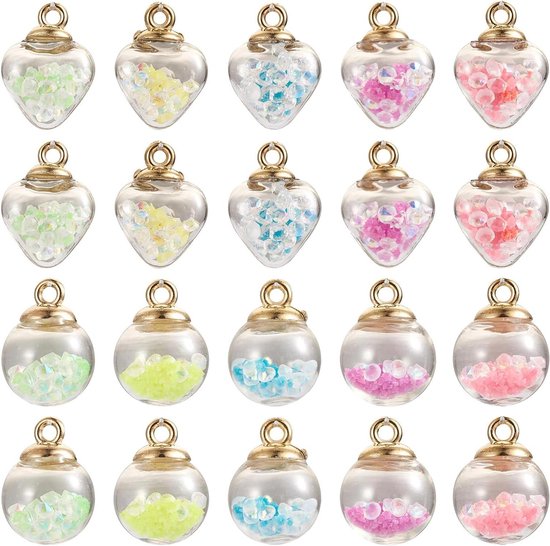 PH PandaHall 90 stuks 15 kleuren kristallen glazen bal PH PandaHall 90 stuks 15 kleuren kristallen glazen bal