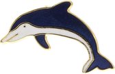 Behave® Pin kledingpin sierpin dolfijn blauw wit emaille 2,7 cm