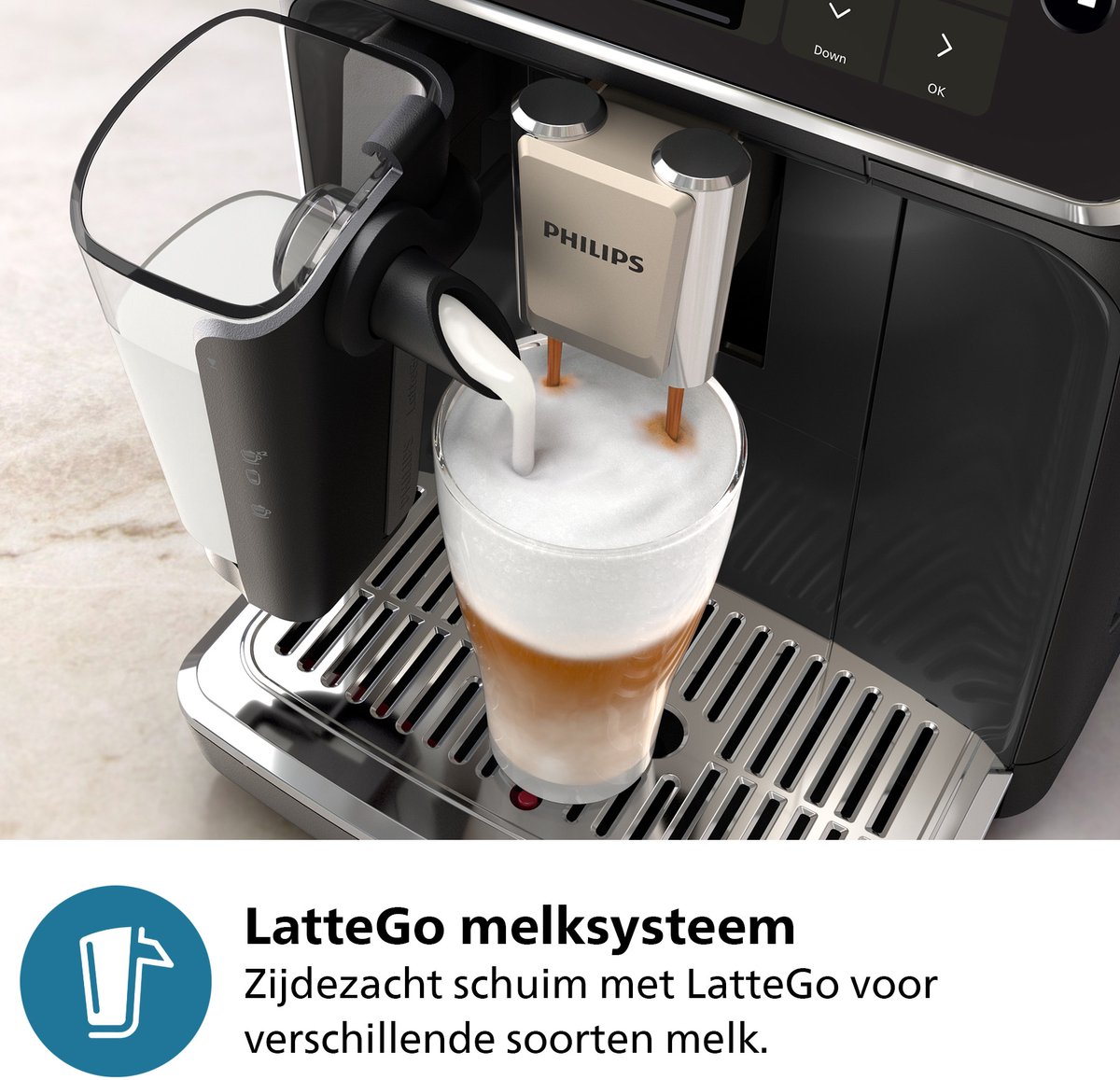 Philips 5500 Series - Espressomachine - 20 Warme & Koude Dranken - LatteGo Melksysteem - 40% Stiller - QuickStart - AquaClean Filter - Volautomatisch - Zwart - Koffiemachine met bonen - EP5541/50 — afbeelding 4
