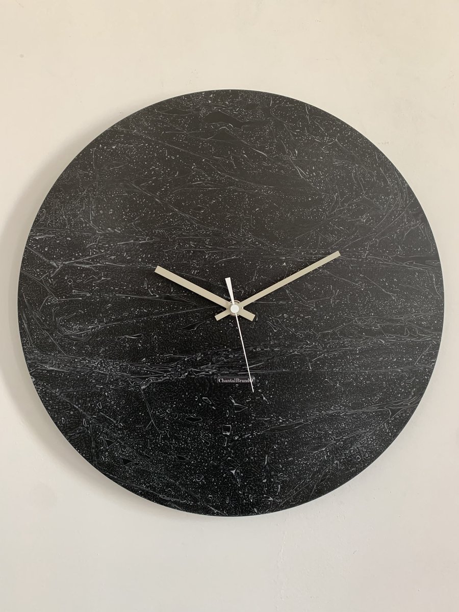 ChantalBrandO Wandklok BRETAGNE BLACK XL Modern Industrieel Design