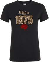 T-shirt Fabulous Since 1975 - T-shirt femme - Imprimé panthère - Cadeau anniversaire et fête - Astuce cadeau - Cadeau 50 ans - 50 ans Sarah - 50 ans - T-shirt - 1975 - Cadeau Sarah - Taille L
