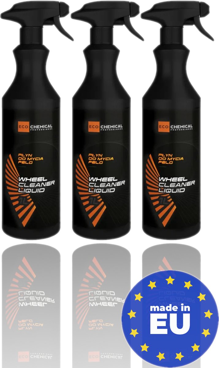 ECO CHEMICAL Professionele Velgenschoonmaakmiddel - Velgenreiniger Spray Set - 3x1000 ml - Remstof Verwijderend - Snelwerkend - Voor Alle Velgtypen