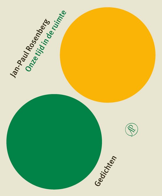 Boekcover 'Onze tijd in de ruimte' door Jan-Paul Rosenberg met twee cirkels, een gele en een groene.