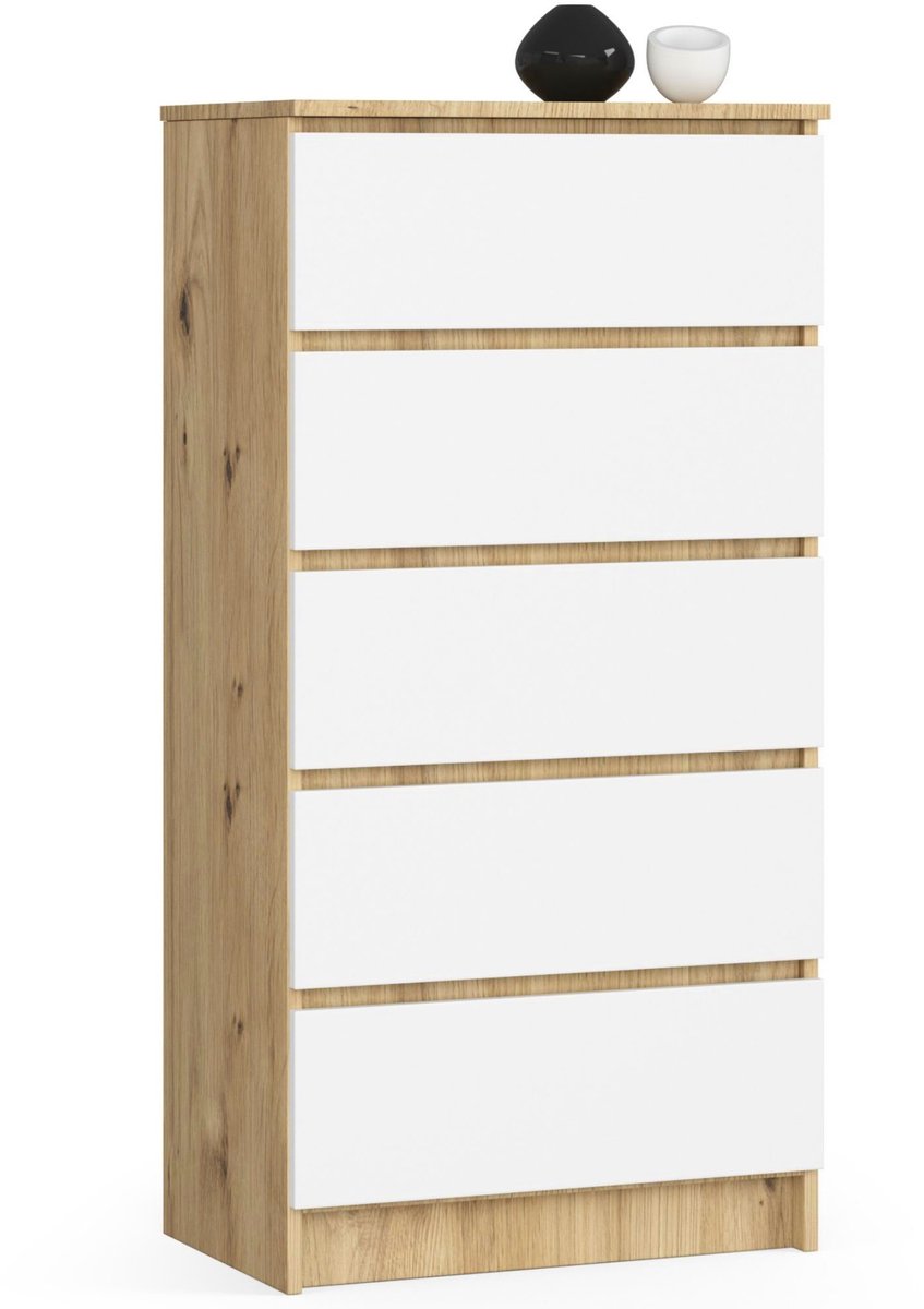 Ladekast K60 met 5 Lades / AKORD Furniture Factory / Artisan Eik - Wit / 60 x 121 x 40 cm