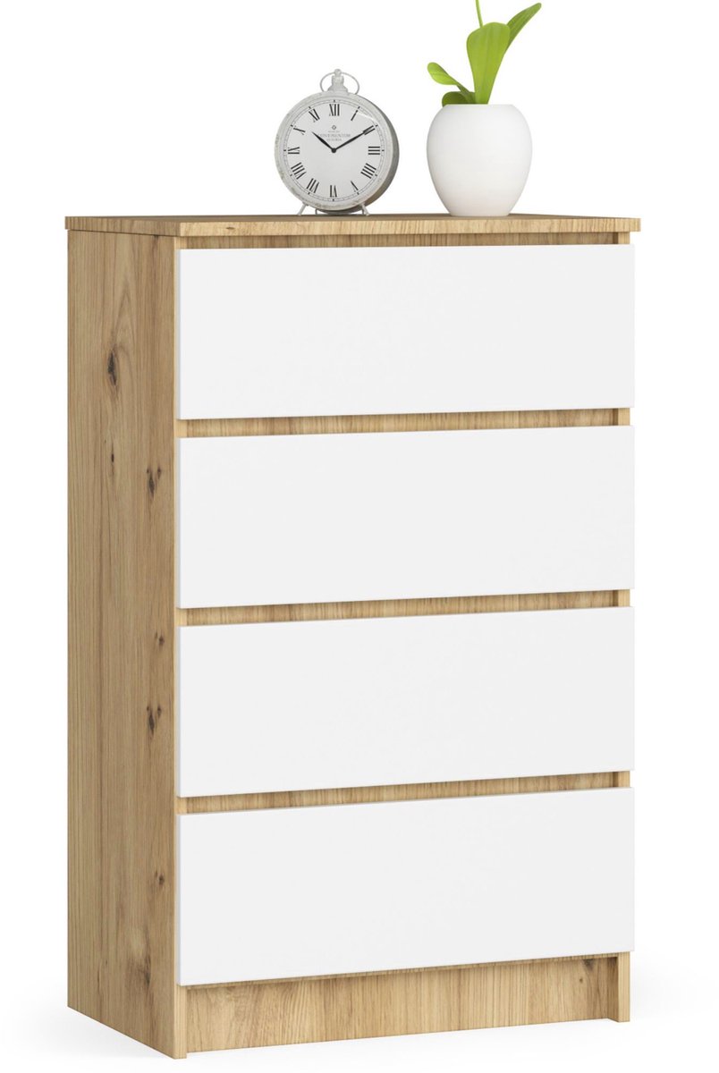 Ladekast K60 met 4 Lades / AKORD Furniture Factory / Artisan Eik - Wit / 60 x 99 x 40 cm