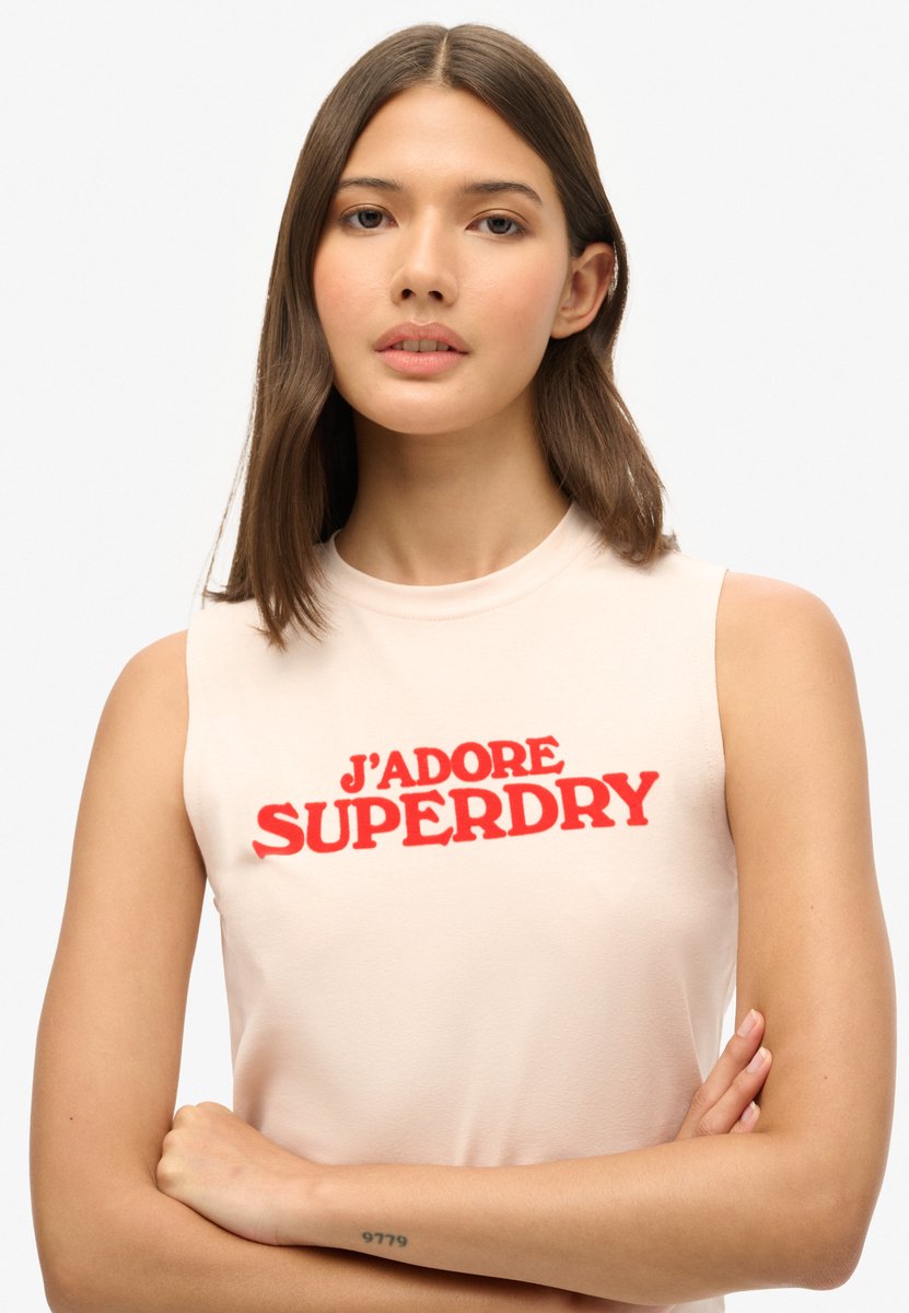 Superdry Slimfit Sport Luxe Graphic tanktopje Dames Vesten Roze