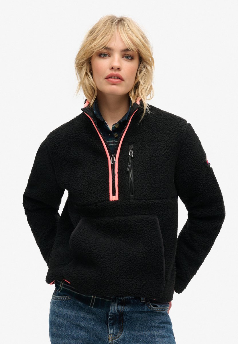 Superdry Outdoor fleece met halve rits Dames Truien Zwart