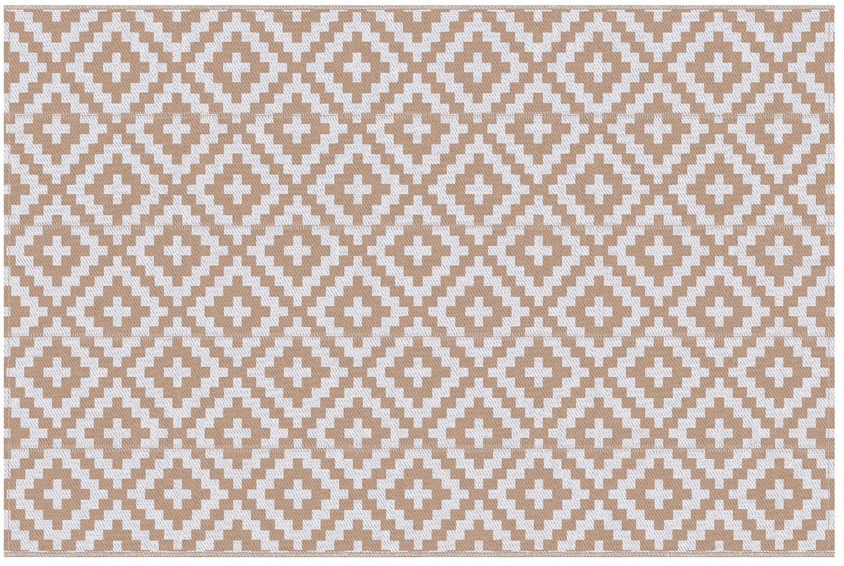 Buylin Buitenkleed - Tuintapijt - Buitentapijt - Buiten Vloerkleed Outdoor - Buitenkleden - Geometrisch Patroon - 182X274 Cm - Koffie/Wit