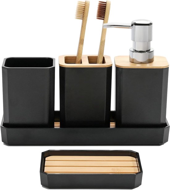 Service Toilettes 3 Pièces Orchies – Porte Savon, Porte Brosse à Dents, Bol – Liseré Blanc