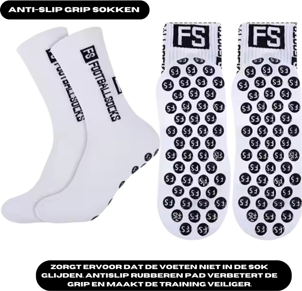 gripsokken wit - sportsokken - antislip sokken 4pack