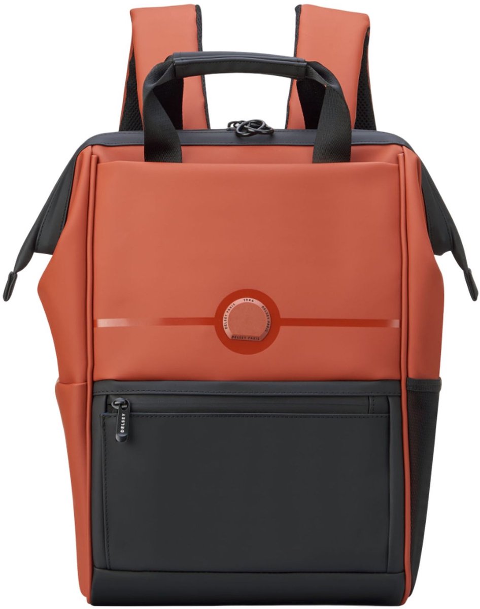 DELSEY Turenne Soft Rugzak – 14 Inch Laptopvak – 1,14 kg – Gerecycled Waterdicht PU – Smart Sleeve – Brick