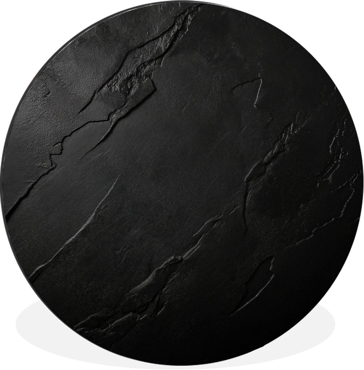 WallCircle Wandcirkel - Muurcirkel - Zwart - Steen - Beton - Aluminium - Dibond - 60x60 cm - Binnen en Buiten