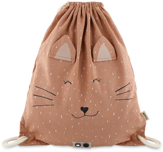 Trixie Zwemtas - Mrs. Cat - Gymtas voor kinderen - Waterafstotend - Turnzak met trekkoord - Voor jongens en meisjes - Roze - Kat