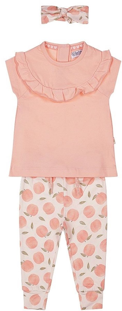 Dirkje-Meisjes 2 pce babypakje ss + haarband-Faded peach