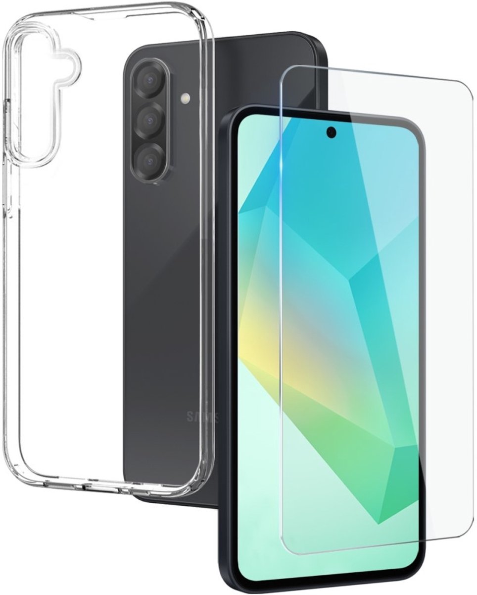 NORTHJO Hoesje - Geschikt voor Samsung Galaxy A36 Hoesje - NORTHJO 2-in-1 CombiDeal - Transparant TPU Hoesje met Glazen Screen Protector - Transparant