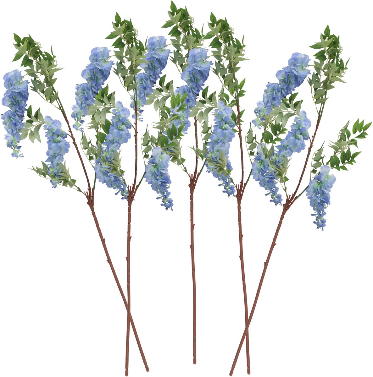 CHAKS Blauweregen/wisteria - 5x - kunstbloemen - blauw - 110 cm - kunstplanten/kunsttakken
