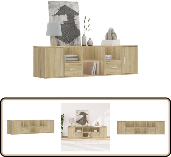 vidaXL Hoekwandschap 45x45x147 cm bewerkt hout sonoma eikenkleurig, hoekboekenkast, boekenkast, schappenkast, hoekkast, hoek kast, staande kast