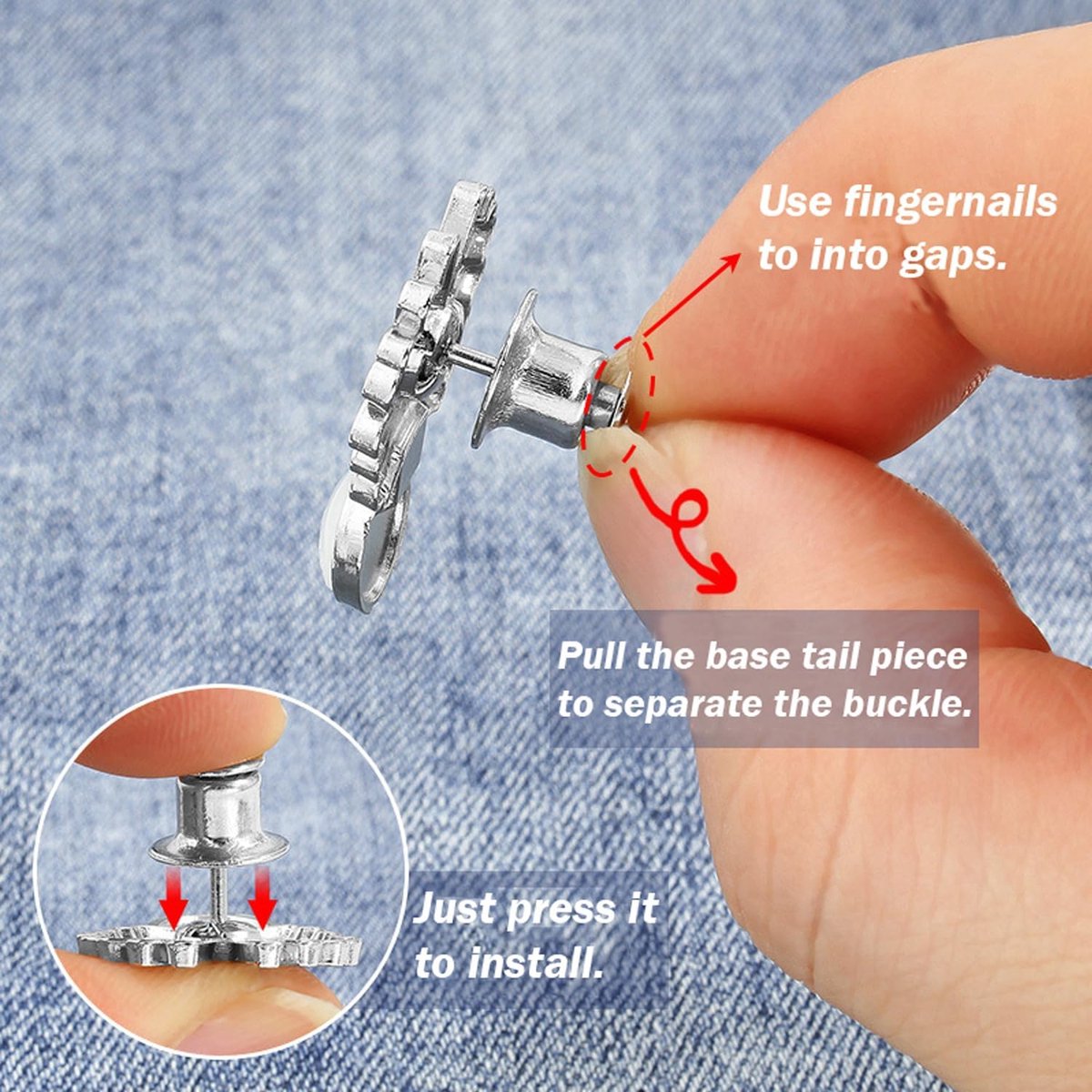 8 paar Broek Taille Tightener - Broekverkleiner - Verstelbare Taille Gesp Set Afneembare Knop Aanscherping Knop Richter Knoppen - Pins - Voor Broek Jeans Rokken Mouwen - Universeel - Herbruikbaar - One Size — cadeau in Cadeau-ideeën - foto 2