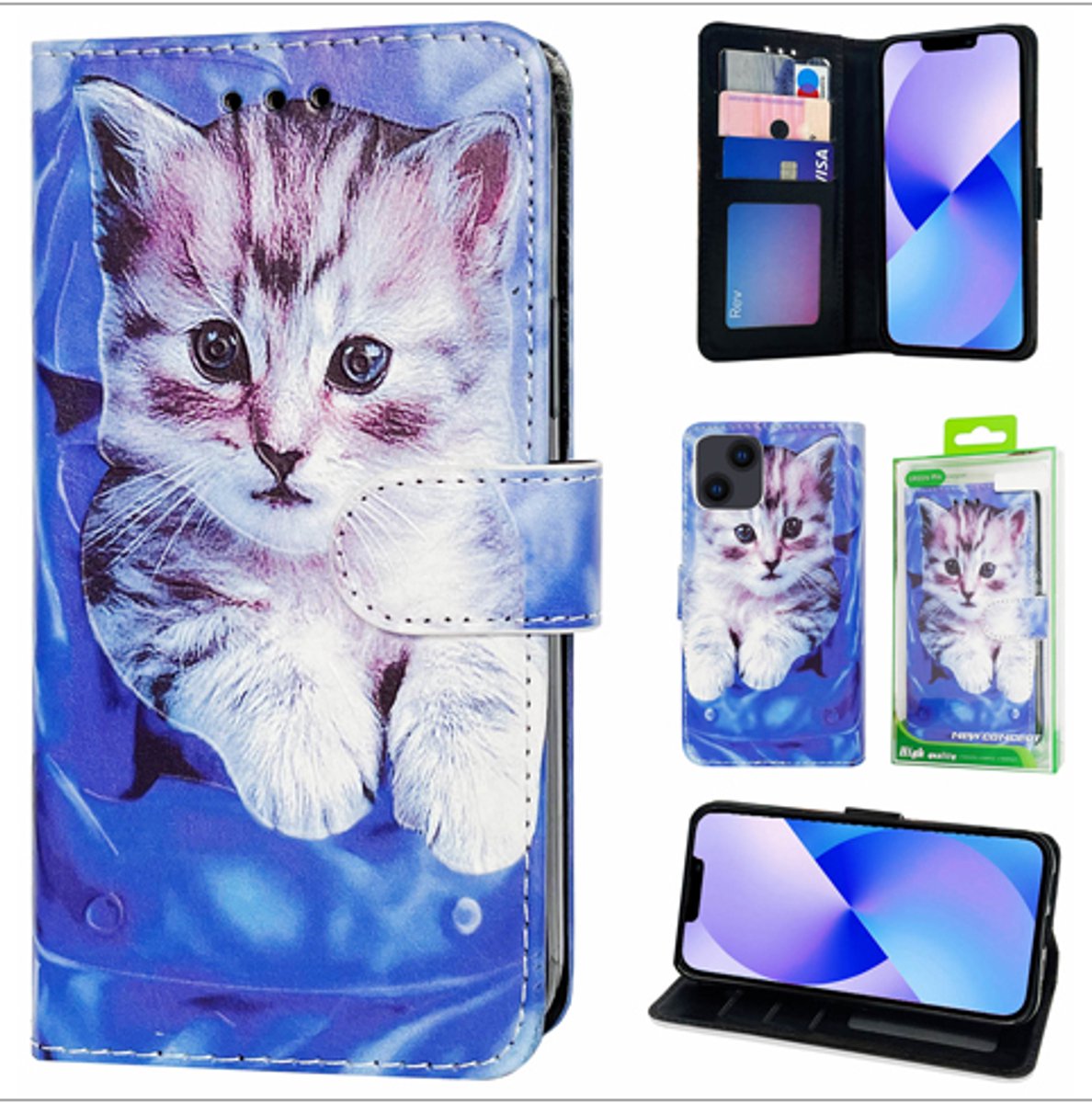 Telefoonhoesje Geschikt voor Samsung A53 (5G) - Book Case - Kat Printje - Ruimte voor 3 pasjes