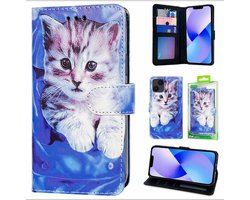 Telefoonhoesje Geschikt voor Samsung A53 (5G) - Book Case - Kat Printje - Ruimte voor 3 pasjes