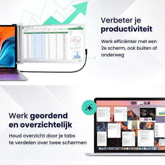 Écran Extra pour ordinateur portable Horivue - 14,1 pouces - Full HD - Avec Enceintes - Moniteur portable - Extension d'écran pour ordinateur portable portable - Convient aux Ordinateurs portables de 14 à 17 pouces