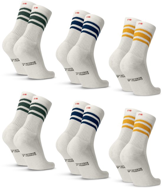 DANISH ENDURANCE Sport Crew Chaussettes Femme et Homme 6 paires - Confortables et durables - Taille 35-38