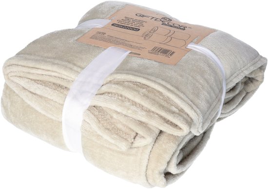 Couverture polaire/plaid Giftdecor - marron - polyester - 130 x 160 cm - Tissu moelleux/doux