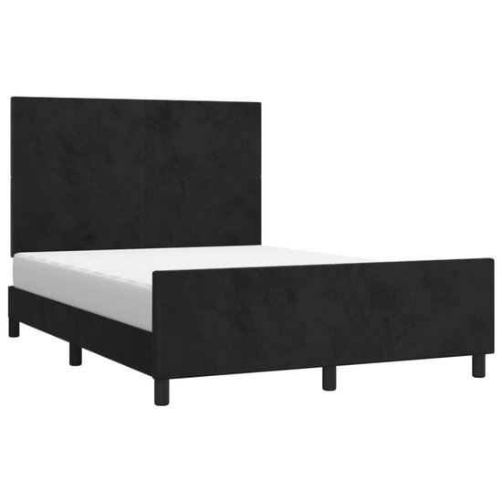 vidaXL Cadre de lit avec tête de lit Velours Noir 140x190 cm - Cadre de lit avec tête de lit - Encadrements de lit avec tête de lit - Lit - Meubles de couchage