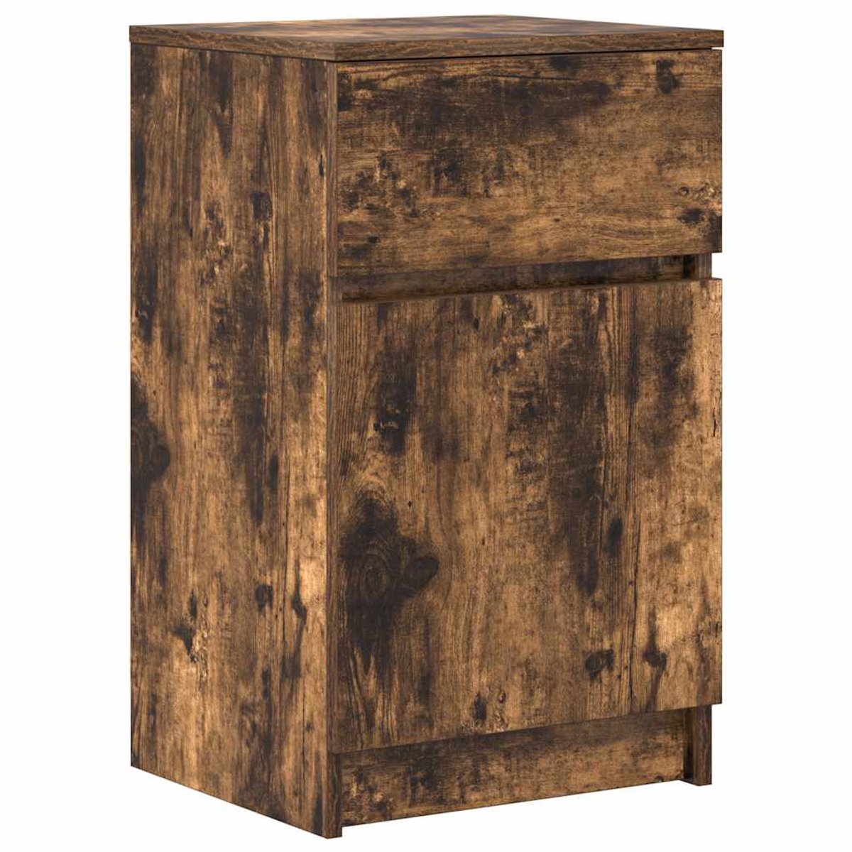 vidaXL Nachtkastje - 39x35x65 - cm - bewerkt - hout - gerookt - eikenkleurig gerookt eiken