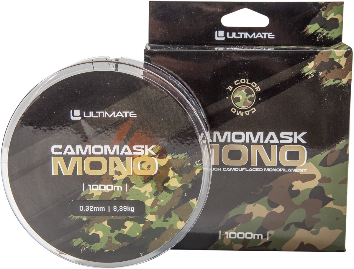 Ultimate Camomask Mono Karperlijn 0.32mm/8.39kg (1000m) | Nylon vislijn