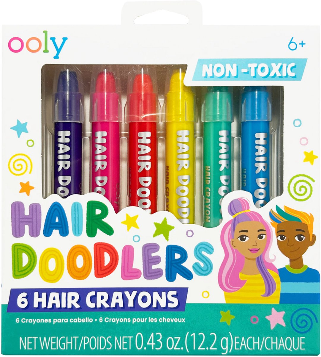 Ooly - Hair Doodlers - Hair Crayons - 6 Gekleurde haarkrijtjes - Makkelijk uitwasbaar