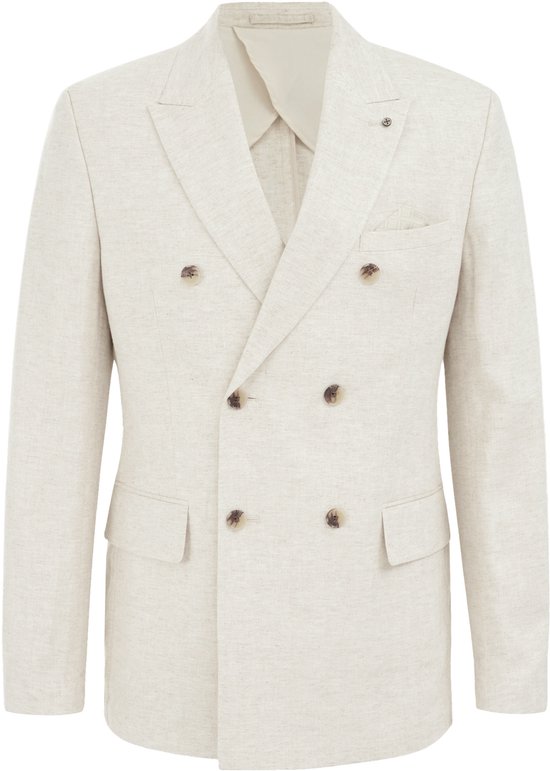 WE Fashion Heren Slim fit double breasted blazer van linnenmix | bol