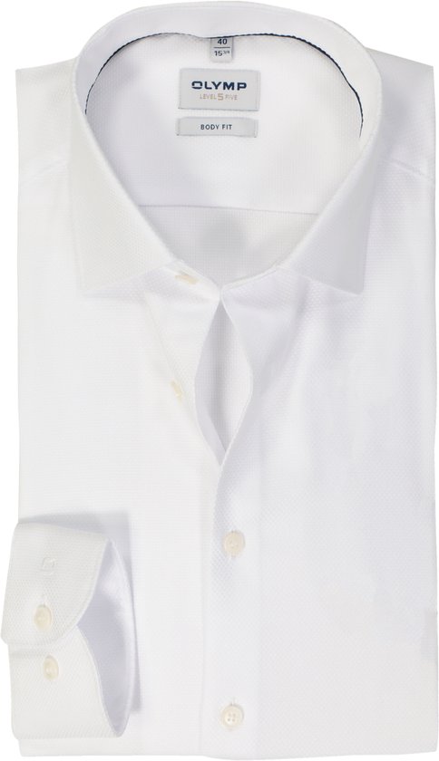 Chemise OLYMP Level 5 body fit - structurée - blanc - Repassage facile - Taille de col : 43