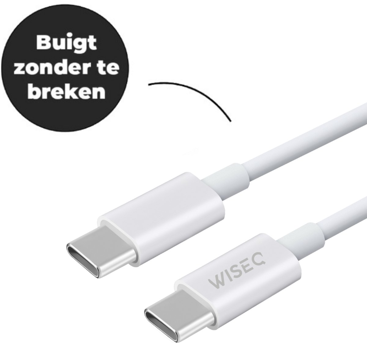 USB-C naar USB-C kabel 2m set 2x 100W snellader datakabel voor laptop tablet smartphone wit - Afbeelding 2
