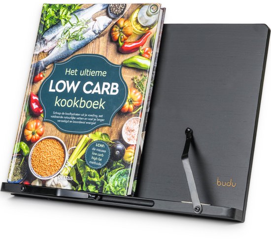 Budu Boekenstandaard Zwart – Boekenhouder – Book holder – Boekenstandaard bamboe hout – Tablethouder – Leesstandaard – Verstelbaar (5 standen)