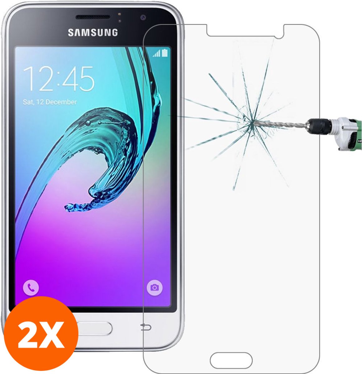 Mobigear Screenprotector geschikt voor Samsung Galaxy J1 (2016) Glazen | Mobigear Screenprotector - Case Friendly (2-Pack)