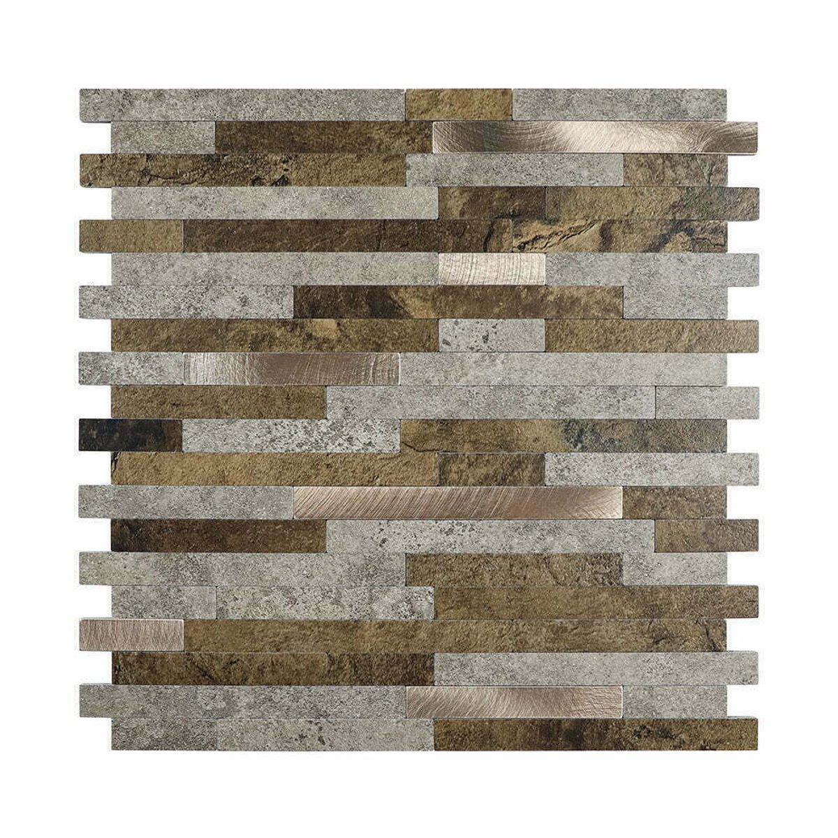 Zelfklevende Mozaïek Steenstrip Japandi Koper Taupe