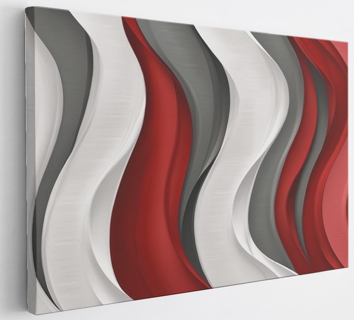 Saammp Canvas Schilderij - Rood wit patroon - Abstract - 30x20 - Foto op canvas - Wanddecoratie - Muurdecoratie Woonkamer - Slaapkamer decoratie - Canvas Print Multicolor