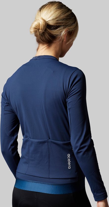 Maillot de cyclisme polaire Acelera à manches longues, veste de cyclisme Dark Blue - Thermo - Veste de cyclisme - Veste de course cycliste - Veste de cyclisme - Femme - Maillot de cyclisme à manches longues - Taille M