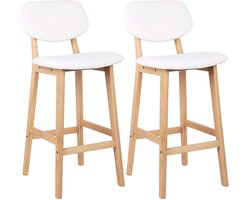 Tabouret de bar Bolt Edge - Set de 2 - Avec dossier - Bois - Hauteur d'assise 65 cm