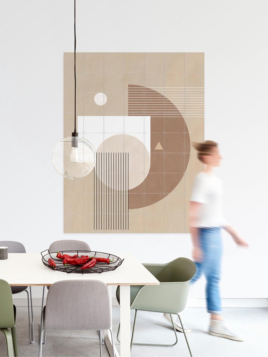 IXXI Neutral Semicircles Poster No.1, Elena Ristova & Various - 80 x 100 cm - Gratis ophangtool - Grote wanddecoratie en posters - Grafisch Ontwerp