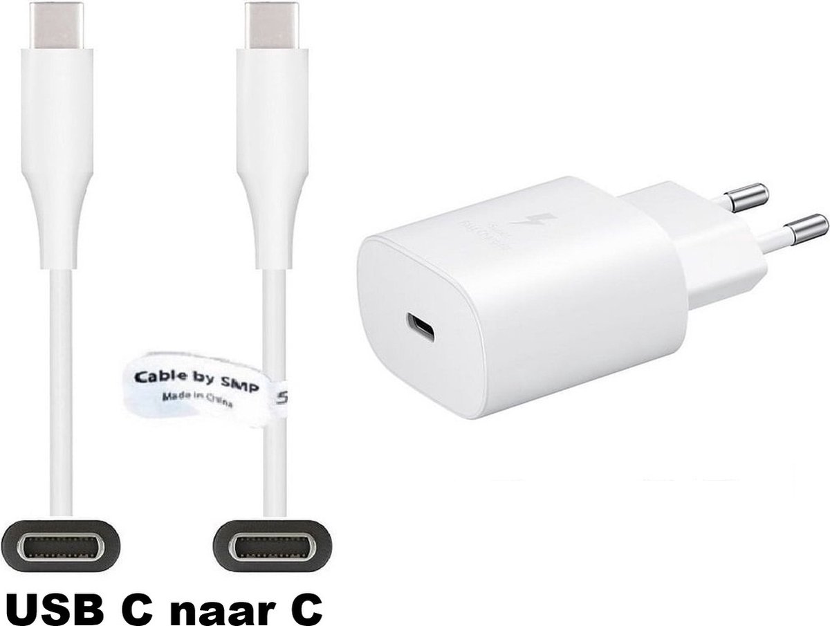 OneOne 25W super snellader + 1,0m sterke USB C naar C kabel. PD lader. Oplader adapter past op Universeel Jabra, JVC, Lotoo, MARSHALL, Medion, Nikon, OnePlus, Panasonic, RICOH, Pocketbook, Rollei, Emporia, Bea-Fon / Beafon