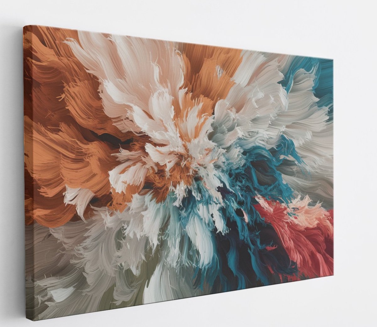 Saammp Canvas Schilderij - Explosie van oranje - blauw - Abstract - 150x100 - Foto op canvas - Wanddecoratie - Muurdecoratie Woonkamer - Slaapkamer decoratie - Canvas Print Multicolor