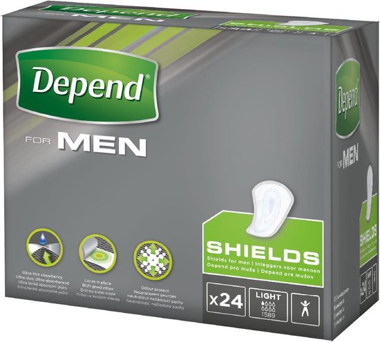 Depend verband - Incontinentie en urineverlies - Mannen - Shields - 24 stuks - Depend